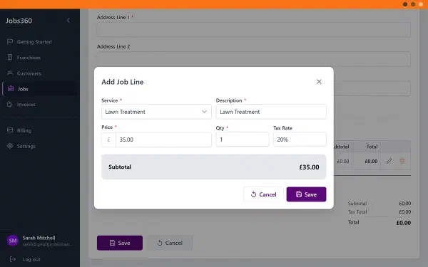 Creating a new job in Jobs360